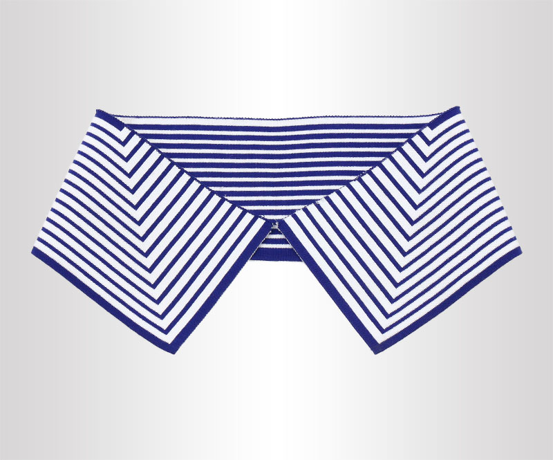 廠家批發(fā)藍(lán)白條紋雙面絲光棉T恤短袖橫機領(lǐng)